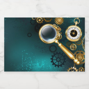 Magnifier in Steampunk Style Liquor Bottle Label