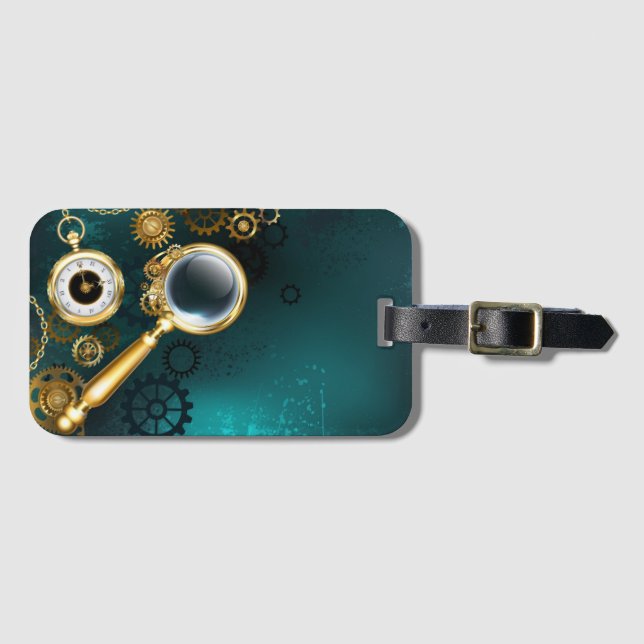 Magnifier in Steampunk Style Luggage Tag (Front Horizontal)