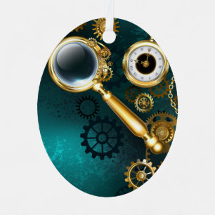 Magnifier in Steampunk Style Metal Tree Decoration