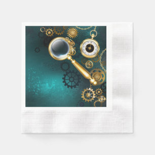 Magnifier in Steampunk Style Napkin