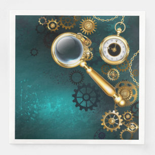 Magnifier in Steampunk Style Napkin