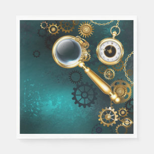 Magnifier in Steampunk Style Napkin