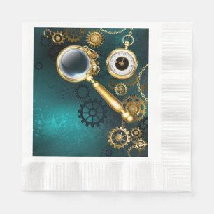 Magnifier in Steampunk Style Napkin