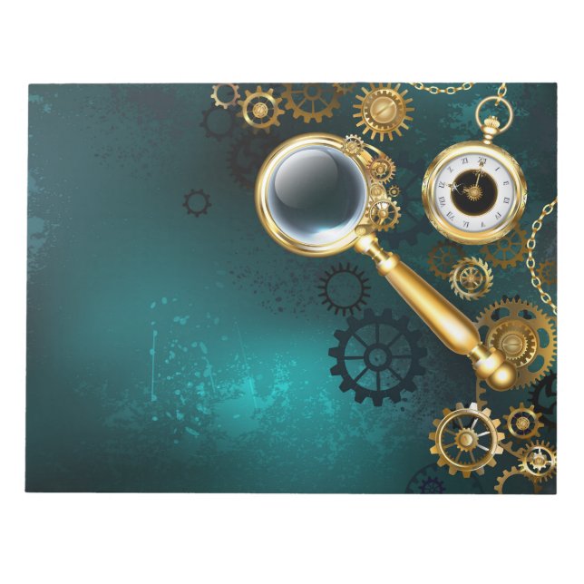 Magnifier in Steampunk Style Notepad (Front)