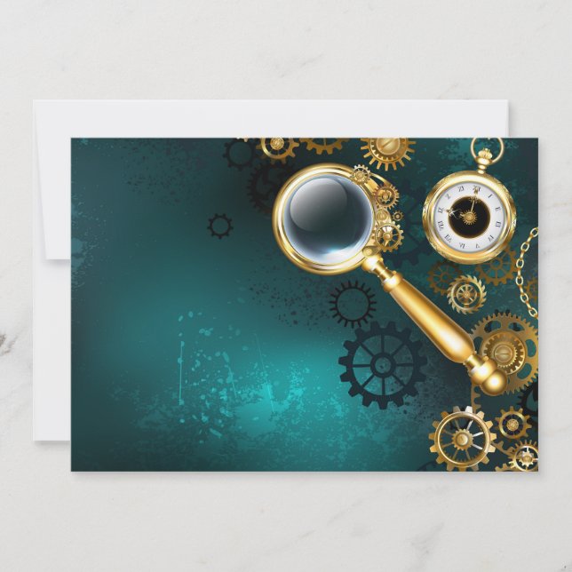 Magnifier in Steampunk Style Save The Date (Front)