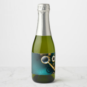 Magnifier in Steampunk Style Sparkling Wine Label