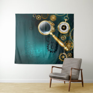 Magnifier in Steampunk Style Tapestry