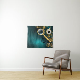 Magnifier in Steampunk Style Tapestry