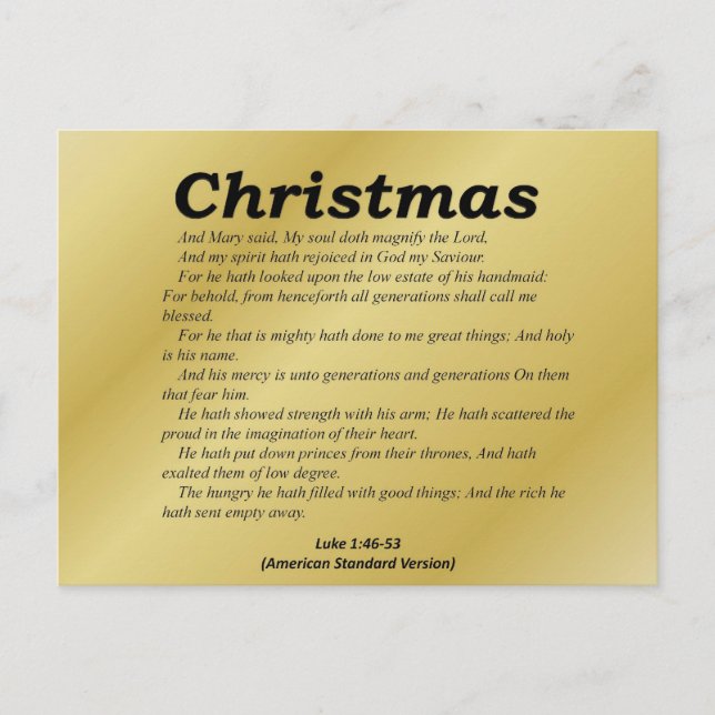 Magnify the Lord Christmas Luke 1-46 Holiday Postcard (Front)