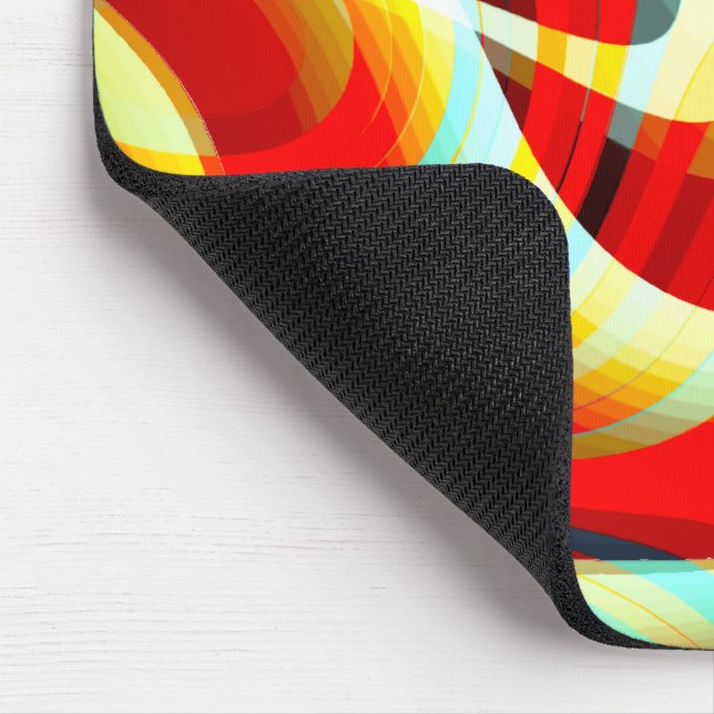 Magnifying curved red strokes overlapping in mess  mouse mat (Corner)