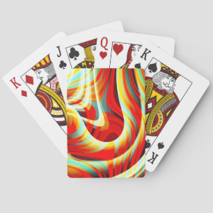 Magnifying curved red strokes overlapping in mess playing cards