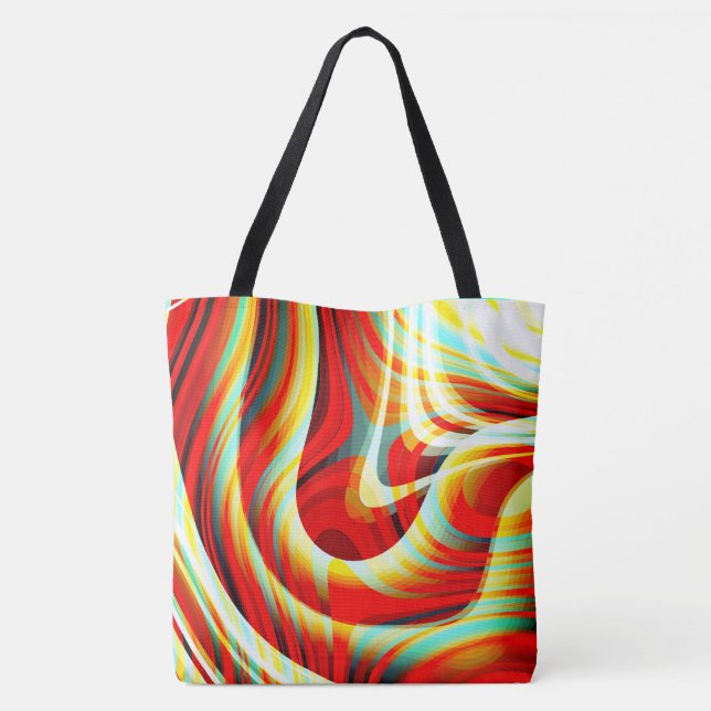 Magnifying curved red strokes overlapping in mess  tote bag (Back)