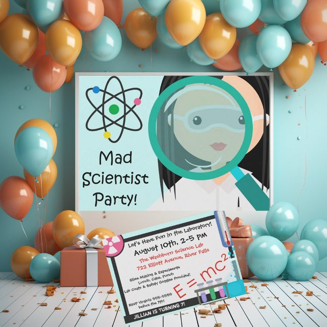 Magnifying Glass Girl Scientist Birthday Invite (Creator Uploaded)