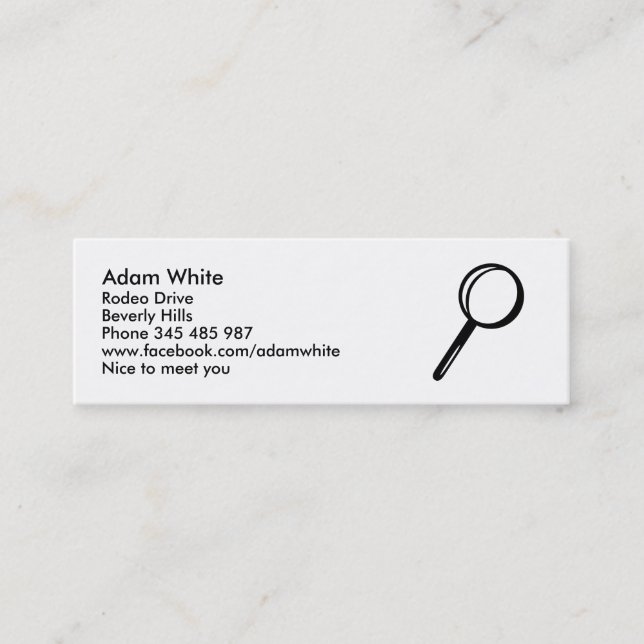 Magnifying glass mini business card (Front)
