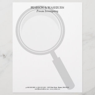 Magnifying Glass Private Eye Name & Contact Customised Letterhead