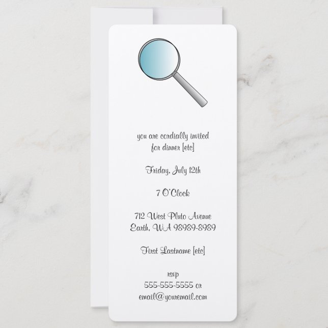 Magnifying Glass Private Investigations Invitation (Front)