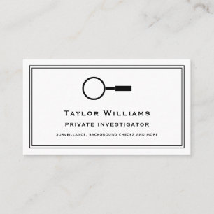 Magnifying Glass Private Investigator Detective Business Card