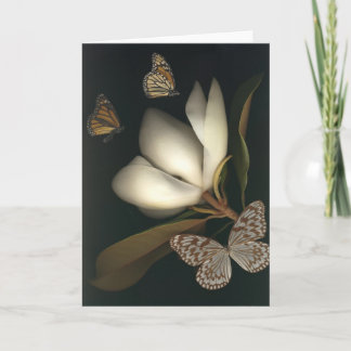 magnolia and butterflies1 note card