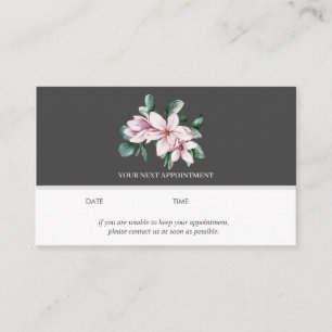 Magnolia and Eucalyptus Dark Grey Appointment Business Card