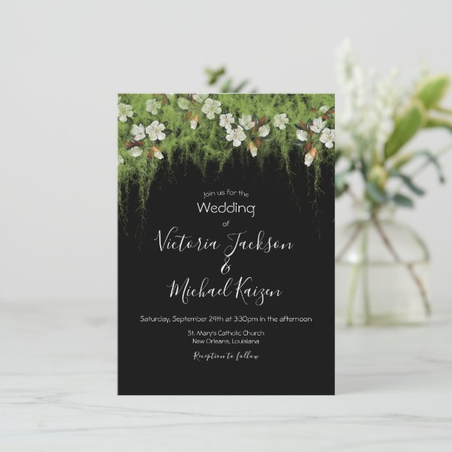 Magnolia and Moss Vines Southern Wedding Invitatio Invitation (Standing Front)