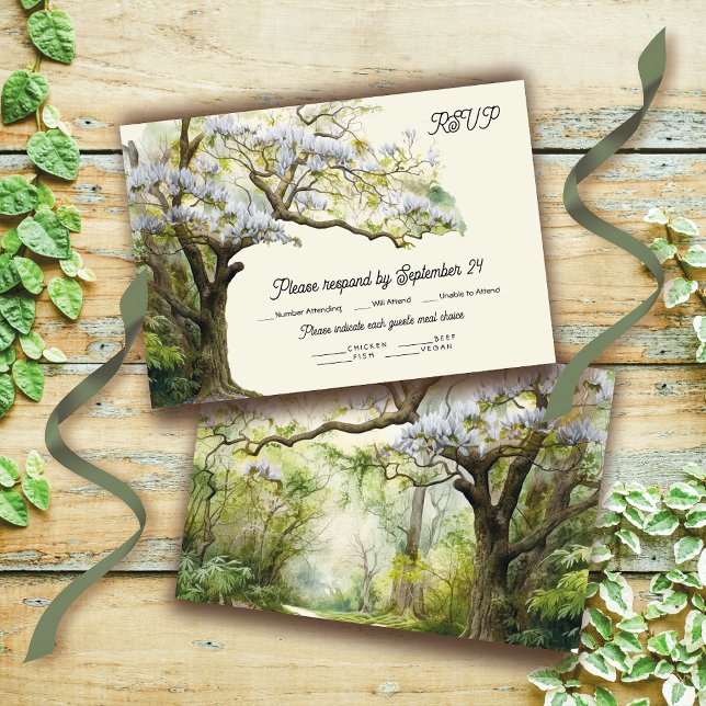 Magnolia and Moss Wedding RSVP Meal Choice Card (Creator Uploaded)