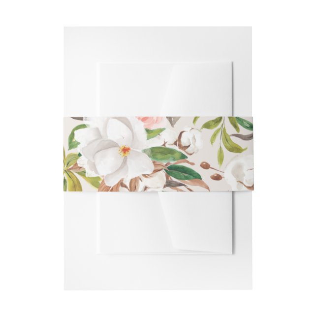 Magnolia Belly Band Wedding Invitation Wrap L201 Invitation Belly Band (Front Example)