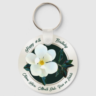Magnolia Birthday, Flower Party Favors, Magnolia  Key Ring