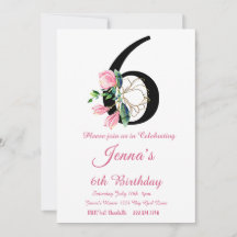 Magnolia Birthday Invitation, 6th Birthday