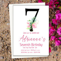 Magnolia Birthday Invitation, 7th Birthday