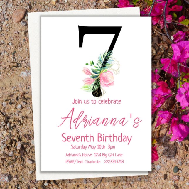 Magnolia Birthday Invitation, 7th Birthday Invitation (Creator Uploaded)