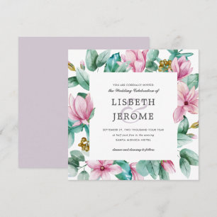 Magnolia Bloom   Floral Botanical Wedding Invitation