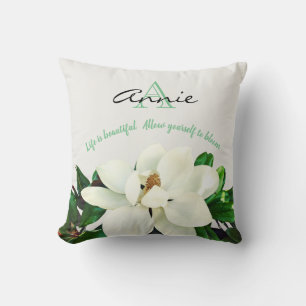 Magnolia Bloom   Life is Beautiful Personalised Cushion