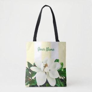 Magnolia Bloom   Personalised Yellow & White Tote Bag