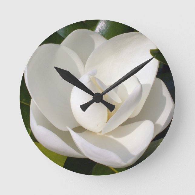 Magnolia Bloom Round Clock (Front)