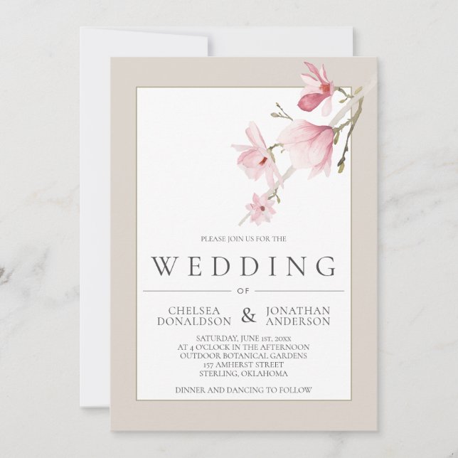 Magnolia Bloom Wedding Invitations (Front)