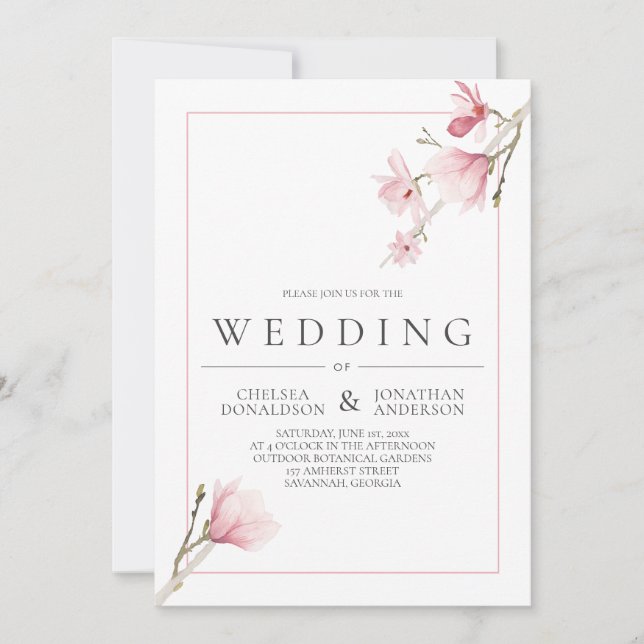 Magnolia Bloom Wedding Invitations (Front)