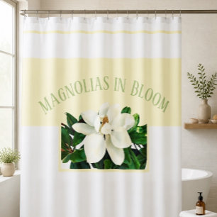 Magnolia Bloom Yellow & White Shower Curtain