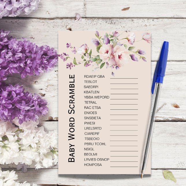 Magnolia Blooms Baby Shower Word Scramble Game (Creator Uploaded)