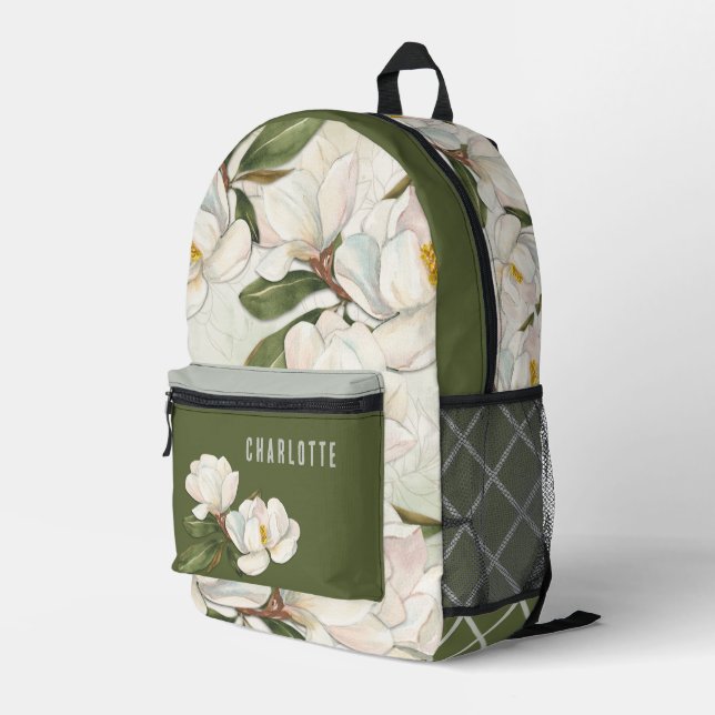 Magnolia Blooms Personalised Backpack (Back Corner Right)