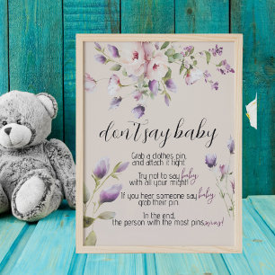Magnolia Blooms Shhhh Don't Say Baby Shower Game  Poster