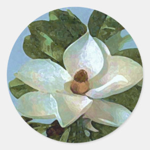 Magnolia Blossom Flower Classic Round Sticker