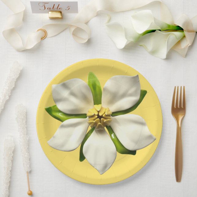 Magnolia Blossom Flower Spring Summer Wedding Paper Plate (Wedding)