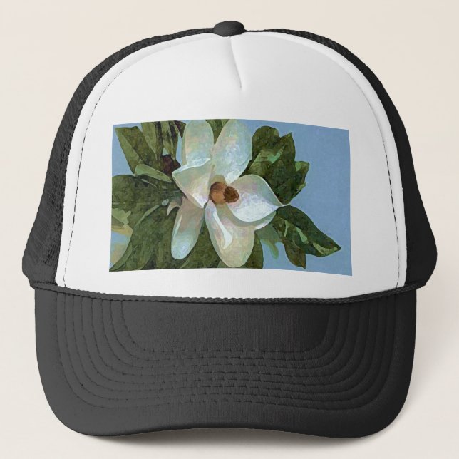Magnolia Blossom Flower Trucker Hat (Front)