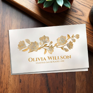 Magnolia Blossom Gold and Pearl Business Card