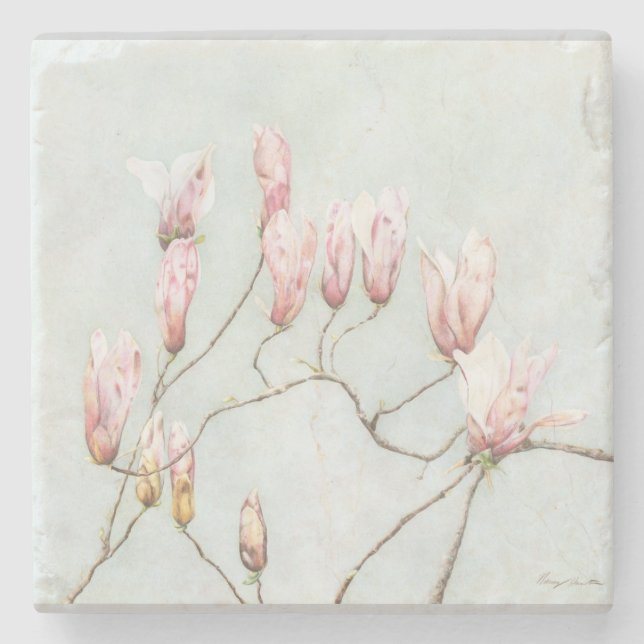 Magnolia Blossom Marble Coaster (Front)