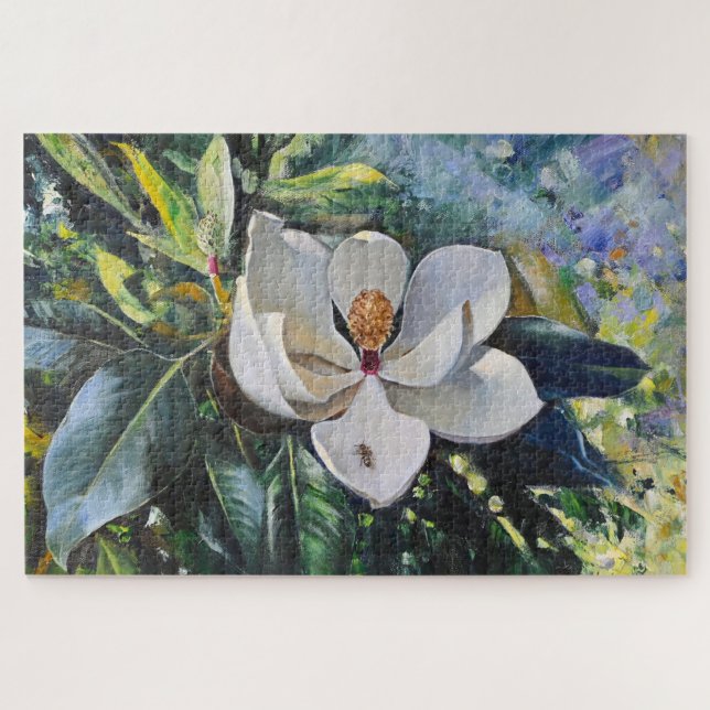 Magnolia Blossom Oil Painting of Nature’s Harmony Jigsaw Puzzle (Horizontal)