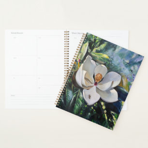 Magnolia Blossom Oil Painting of Nature’s Harmony Planner