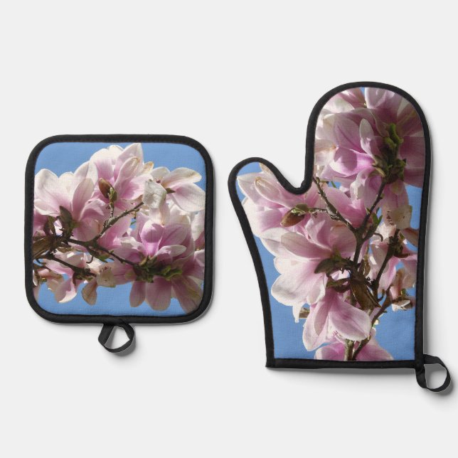 Magnolia Blossom Oven Mitt & Pot Holder Set (Front)