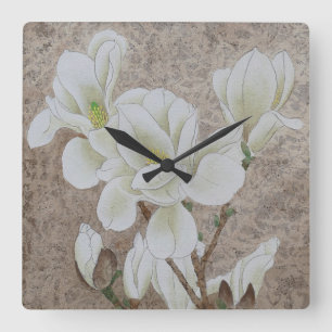 Magnolia Blossom Square Wall Clock