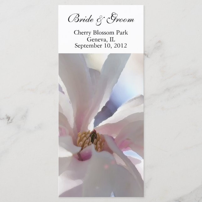 Magnolia Blossom Wedding Program Card (Front)